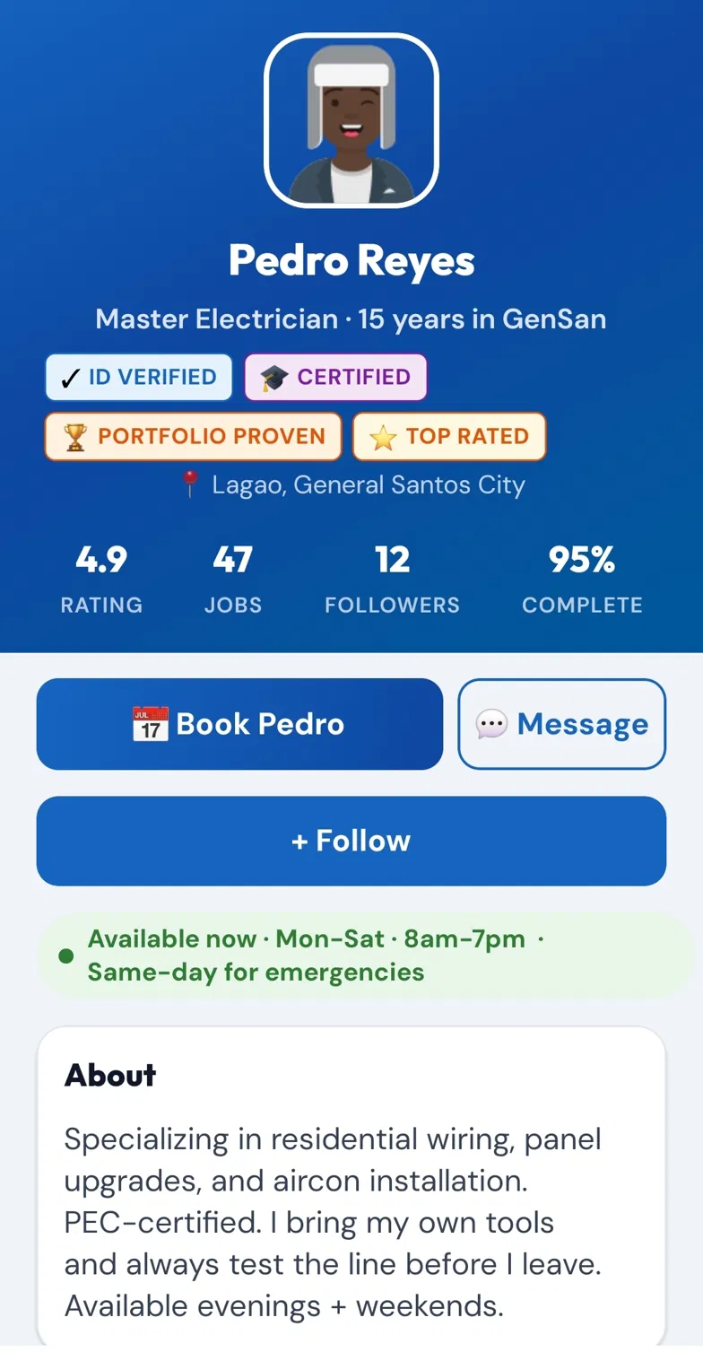 GENSAN.WORK — verified worker profile